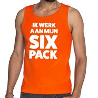 Shoppartners Ik werk aan mijn SIX Pack tanktop / mouwloos shirt oranje heren Oranje