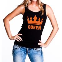 Shoppartners Zwart Queen met oranje kroon tanktop / mouwloos shirt dames Zwart