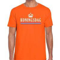 Shoppartners Oranje Koningsdag met vlag en kroontje t-shirt voor heren