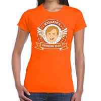 Shoppartners Oranje Koningsdag Willem drinking team t-shirt dames Oranje