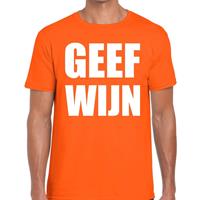 Shoppartners Geef Wijn tekst t-shirt oranje heren Oranje