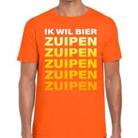 Shoppartners Ik wil Bier Zuipen tekst t-shirt oranje heren Oranje