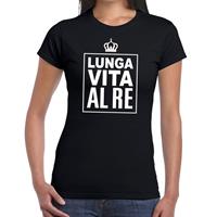 Shoppartners Zwart Lunga vita al Re Italiaans t-shirt dames Zwart