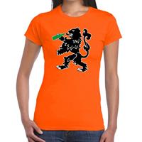 Shoppartners Koningsdag t-shirt oranje bier drinkende leeuw voor dames