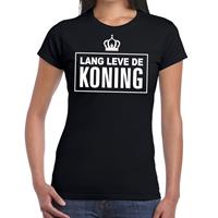 Shoppartners Zwart Lang leve de Koning t-shirt dames Zwart