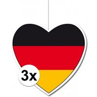 3x Duitsland hangdecoratie harten 14 cm Multi