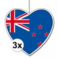 3x Nieuw Zeeland hangdecoratie harten 14 cm Multi
