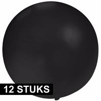 12x Grote ballonnen 60 cm zwart Zwart
