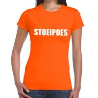 Shoppartners Stoeipoes tekst t-shirt oranje dames Oranje