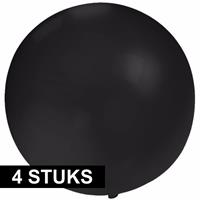 4x Grote ballonnen 60 cm zwart Zwart