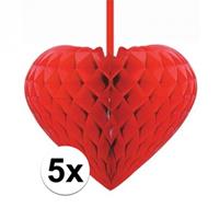 5x Rode decoratie hartjes versiering 15 cm Rood