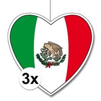 3x Mexico hangdecoratie harten 28 cm Multi