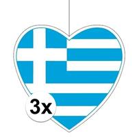 3x Griekenland hangdecoratie harten 28 cm Multi