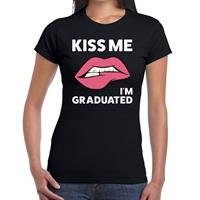 Shoppartners Kiss me i am graduated t-shirt zwart dames Zwart