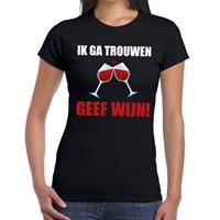 Shoppartners Ik ga trouwen geef wijn t-shirt zwart dames Zwart