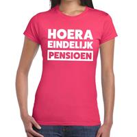 Shoppartners Hoera eindelijk pensioen t-shirt roze dames Roze