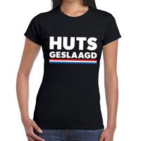 Shoppartners HUTS geslaagd met vlag tekst t-shirt zwart dames Zwart