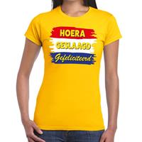 Shoppartners Hoera geslaagd gefeliciteerd t-shirt geel dames Geel