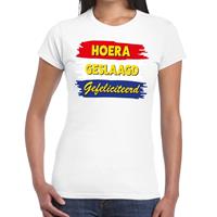 Shoppartners Hoera geslaagd gefeliciteerd t-shirt wit dames Wit