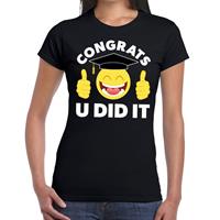 Shoppartners Congrats U did it t-shirt geslaagd / afgestudeerd zwart dames Zwart