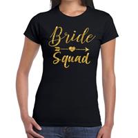 Shoppartners Bride Squad Cupido goud glitter t-shirt zwart dames Zwart