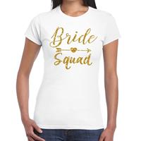 Shoppartners Bride Squad Cupido goud glitter t-shirt wit dames Wit