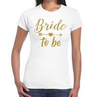 Shoppartners Bride to be Cupido goud glitter t-shirt wit dames Wit