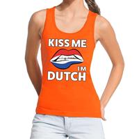 Shoppartners Kiss me I am Dutch tanktop / mouwloos shirt oranje dames Oranje