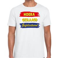 Shoppartners Hoera geslaagd gefeliciteerd t-shirt wit heren Wit