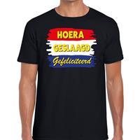 Shoppartners Hoera geslaagd gefeliciteerd t-shirt zwart heren Zwart