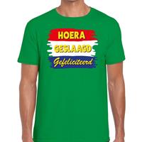 Shoppartners Hoera geslaagd gefeliciteerd t-shirt groen heren Groen
