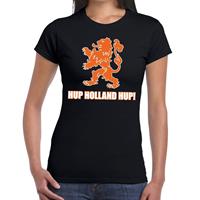 Shoppartners Nederland supporter t-shirt Hup Holland Hup zwart voor dames
