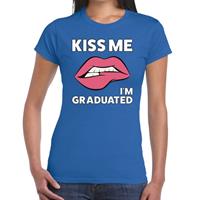 Shoppartners Kiss me I am Graduated t-shirt blauw dames Blauw