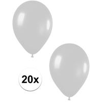 20x Zilveren metallic ballonnen 30 cm Zilver