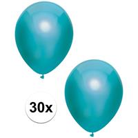30x Turquoise blauwe metallic ballonnen 30 cm Blauw