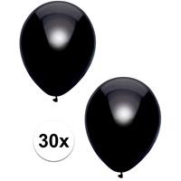 30x Zwarte metallic ballonnen 30 cm Zwart