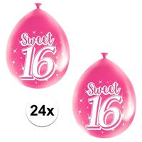 Folat 24x Roze Sweet 16 verjaardag ballonnen Roze