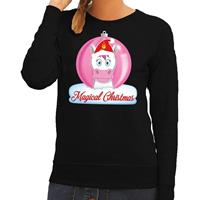 Shoppartners Foute kersttrui eenhoorn magical christmas zwarte dames sweater (44) Zwart