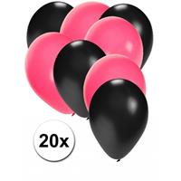 Shoppartners 20x ballonnen Sweet 16 zwart en roze Multi