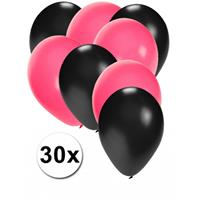 Shoppartners 30x ballonnen Sweet 16 zwart en roze Multi