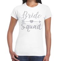 Shoppartners Bride Squad Cupido zilver glitter t-shirt wit dames Wit