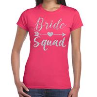 Shoppartners Bride Squad Cupido zilver glitter t-shirt roze dames Roze