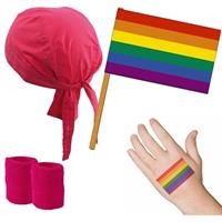 Roze/regenboog Gay Pride thema verkleed set voor volwassenen