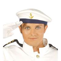 Marine baret met gouden scheepsanker Wit