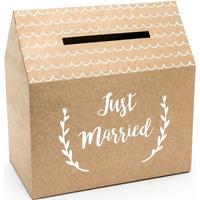 Bruiloft/huwelijk enveloppendoos kraftpapier huisje 30 cm Bruin