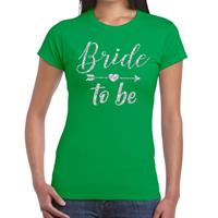 Shoppartners Bride to be Cupido zilver glitter t-shirt groen dames Groen