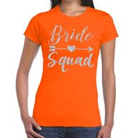 Shoppartners Bride Squad Cupido zilver glitter t-shirt oranje dames Oranje