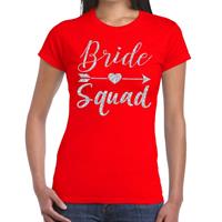 Shoppartners Bride Squad Cupido zilver glitter t-shirt rood dames Rood