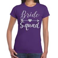 Shoppartners Bride Squad Cupido zilver glitter t-shirt paars dames Paars