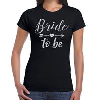 Shoppartners Bride to be Cupido zilver glitter t-shirt zwart dames Zwart